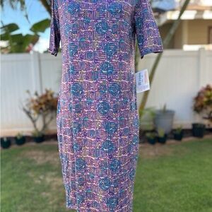 LuLaRoe Multicolor Abstract Midi Dress